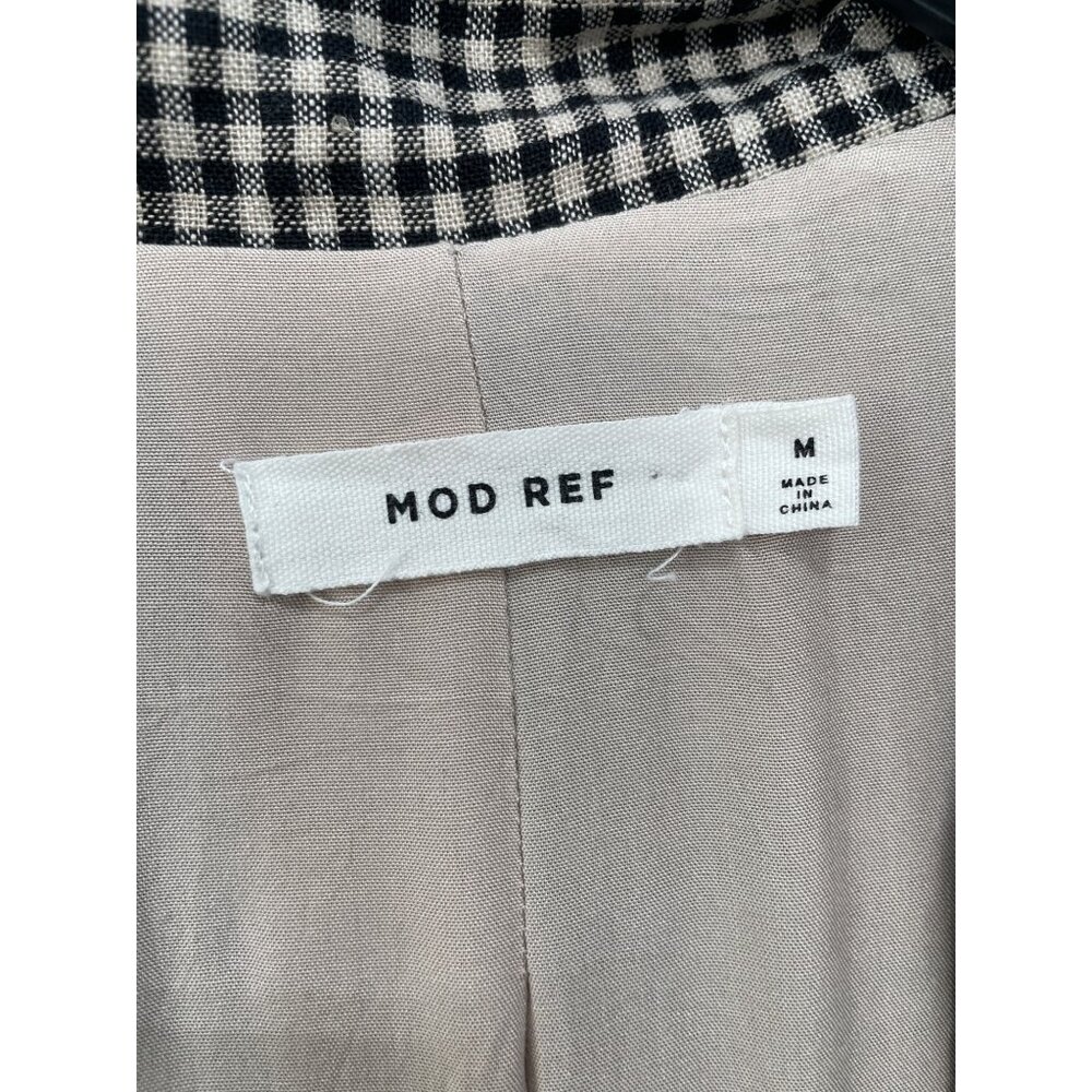 Mod Ref Gingham Blazer Jacket Size Medium Linen B… - image 3
